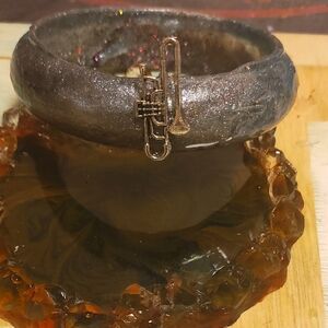 Silver Bangle with Trumpet Charm